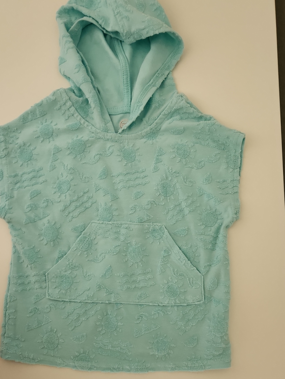 wonder nation Hooded Terry Top Swimsuit Cover in Aqua